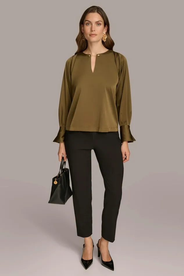 Women Donna Karan Sweaters And Tops TOP WITH CHAIN HARDWARE Beech