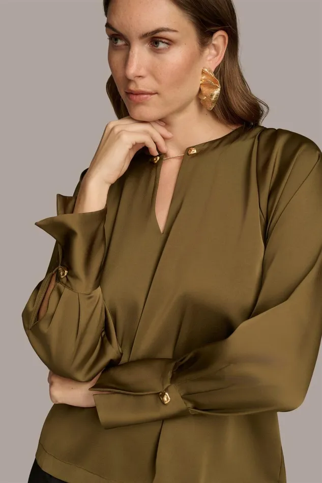 Women Donna Karan Sweaters And Tops TOP WITH CHAIN HARDWARE Beech