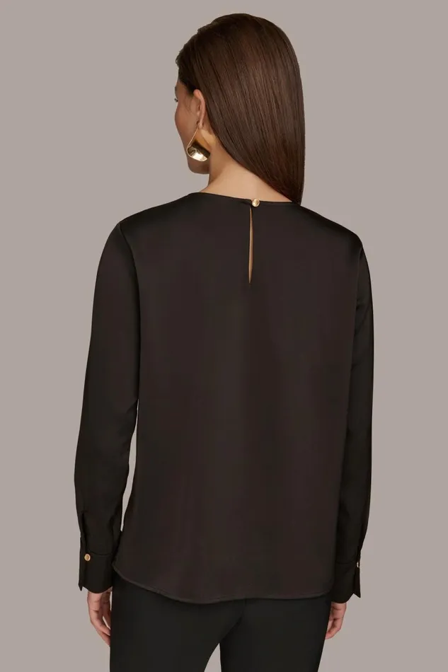 Women Donna Karan Sweaters And Tops TOP WITH KEYHOLE HARDWARE Black