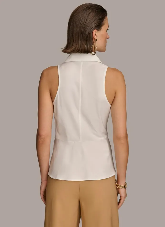 Women Donna Karan Sweaters And Tops TORTOISE HARDWARE KNOT TOP Cream