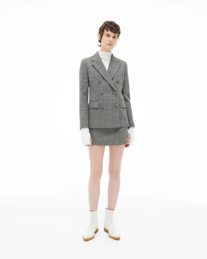 Women Double Breasted Blazer Charcoal Helmut Lang Jackets and Blazers