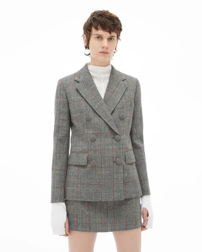 Women Double Breasted Blazer Charcoal Helmut Lang Jackets and Blazers