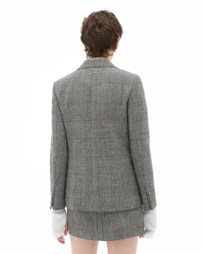 Women Double Breasted Blazer Charcoal Helmut Lang Jackets and Blazers