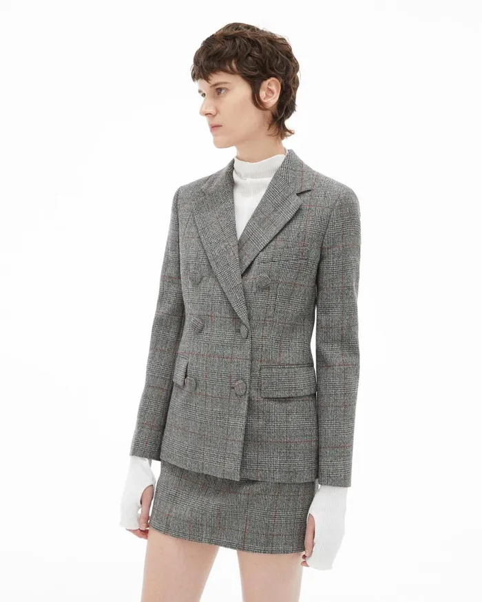 Women Double Breasted Blazer Charcoal Helmut Lang Jackets and Blazers