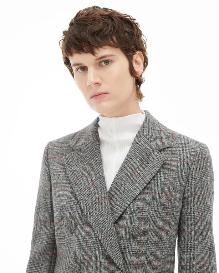Women Double Breasted Blazer Charcoal Helmut Lang Jackets and Blazers