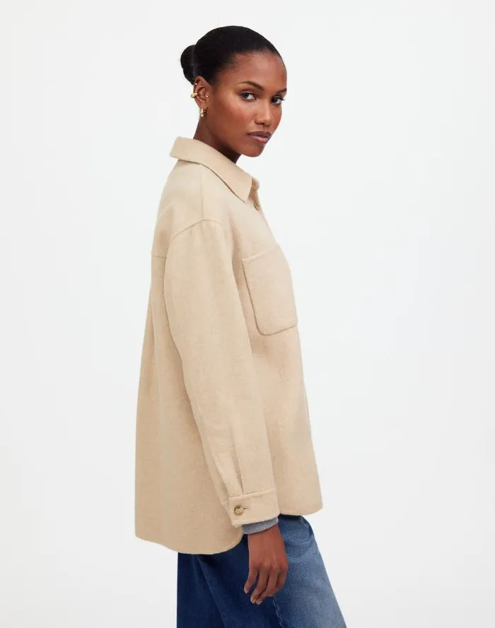 Women DoubleFaced Long ShirtJacket Maple Oatmeal Melange Madewell Coats Jackets