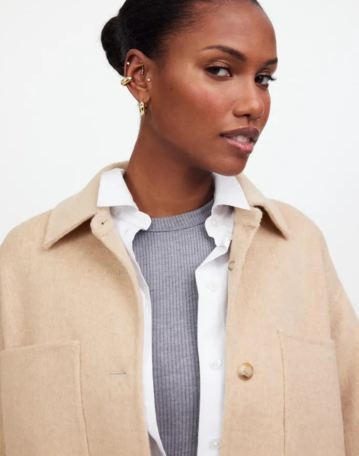 Women DoubleFaced Long ShirtJacket Maple Oatmeal Melange Madewell Coats Jackets