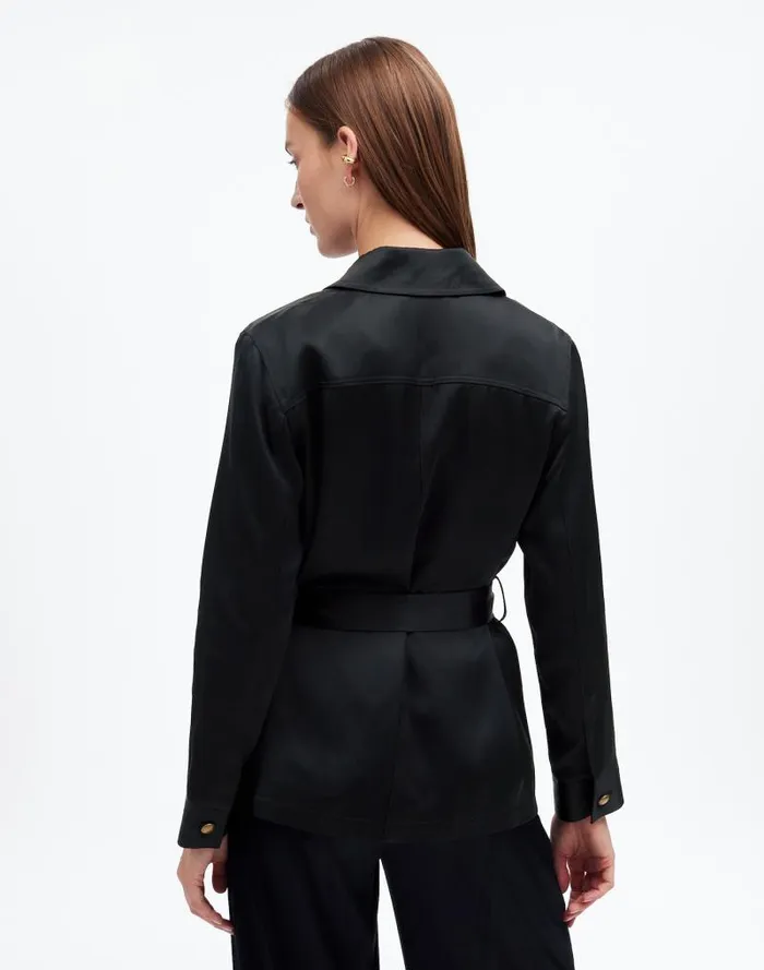 Women DoubleFaced Satin Safari Jacket True Black Madewell Coats Jackets