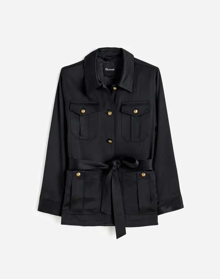 Women DoubleFaced Satin Safari Jacket True Black Madewell Coats Jackets