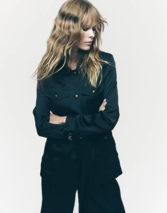 Women DoubleFaced Satin Safari Jacket True Black Madewell Coats Jackets