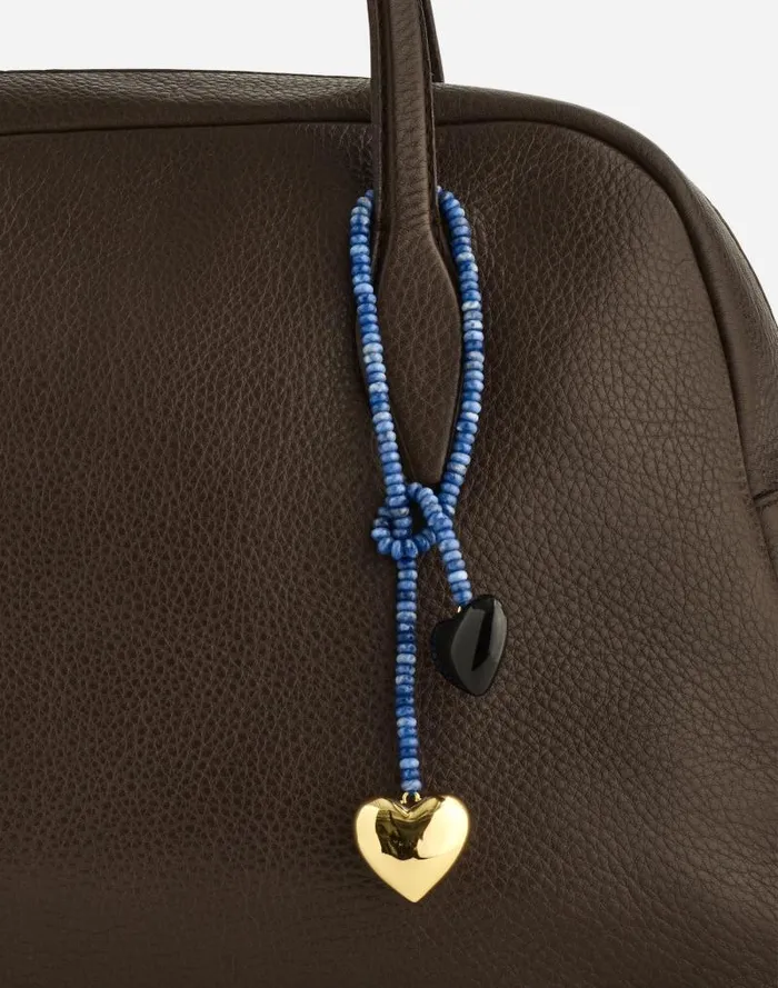 Women Double Heart Beaded Bag Charm Midnight Navy Madewell Bags