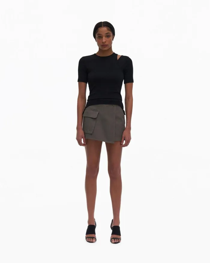 Women Double Rib Tee Set Basalt Black Helmut Lang TShirts and Sweatshirts