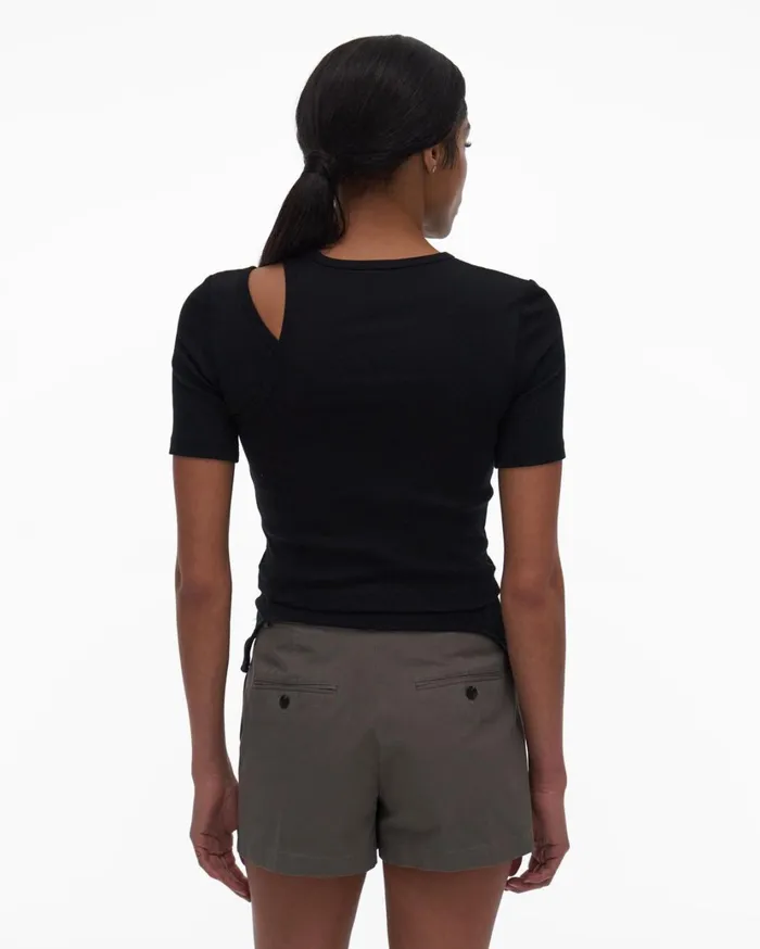 Women Double Rib Tee Set Basalt Black Helmut Lang TShirts and Sweatshirts