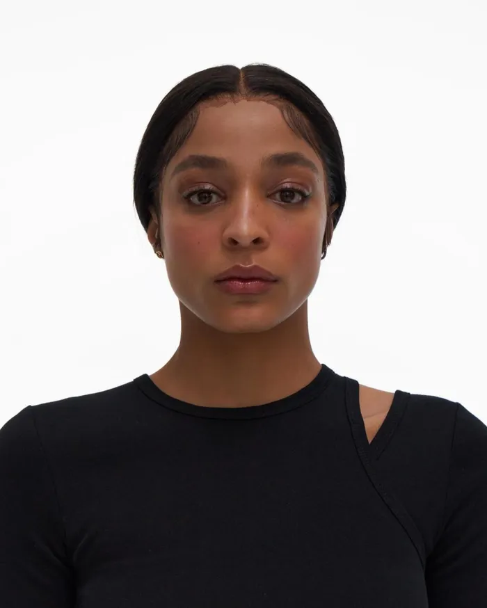 Women Double Rib Tee Set Basalt Black Helmut Lang TShirts and Sweatshirts
