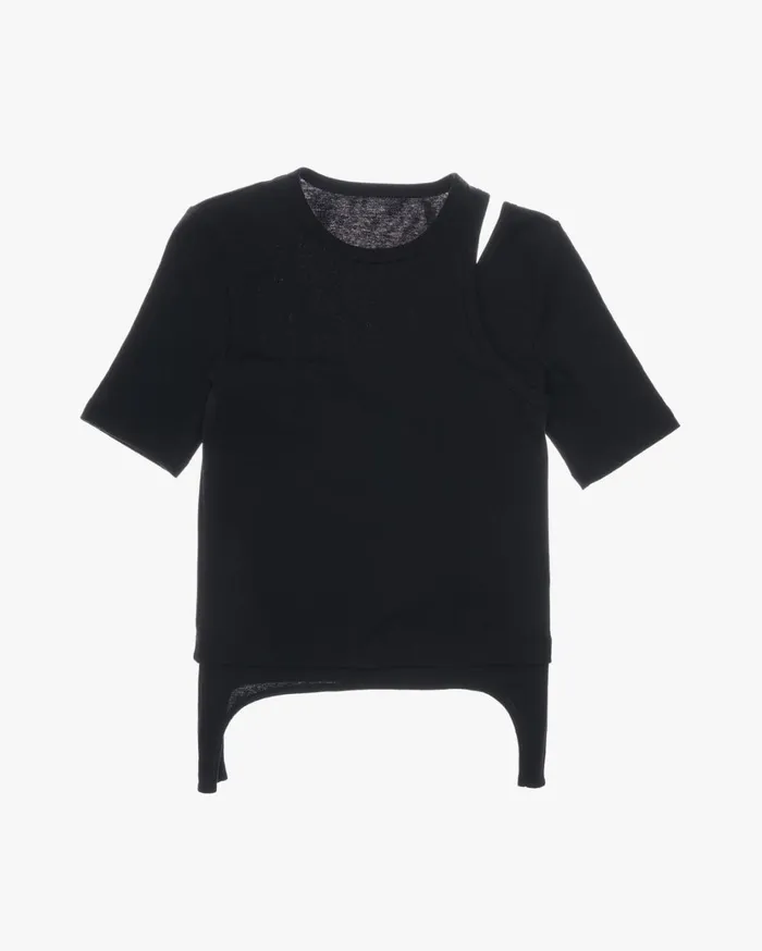 Women Double Rib Tee Set Basalt Black Helmut Lang TShirts and Sweatshirts