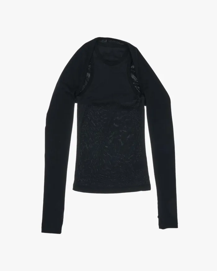Women Double Rib Tee Set Basalt Black Helmut Lang Tops