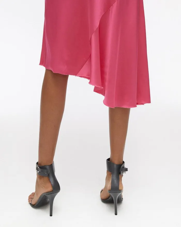 Women Double Satin Asymmetric Skirt Neon Pink Helmut Lang Skirts