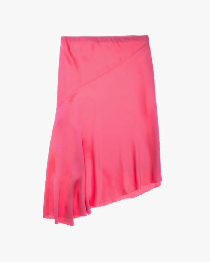 Women Double Satin Asymmetric Skirt Neon Pink Helmut Lang Skirts