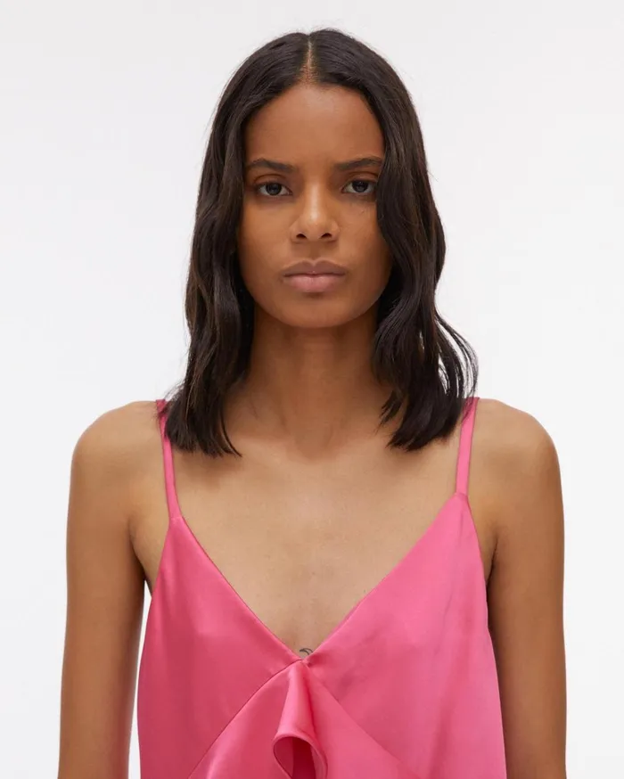 Women Double Satin Sash Top Neon Pink Helmut Lang Tops