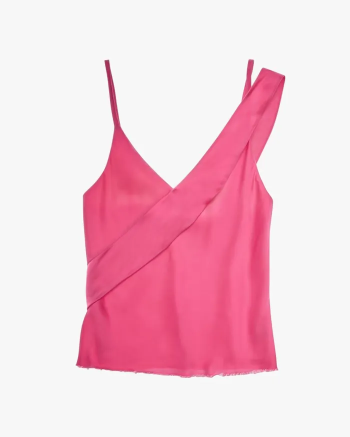 Women Double Satin Sash Top Neon Pink Helmut Lang Tops