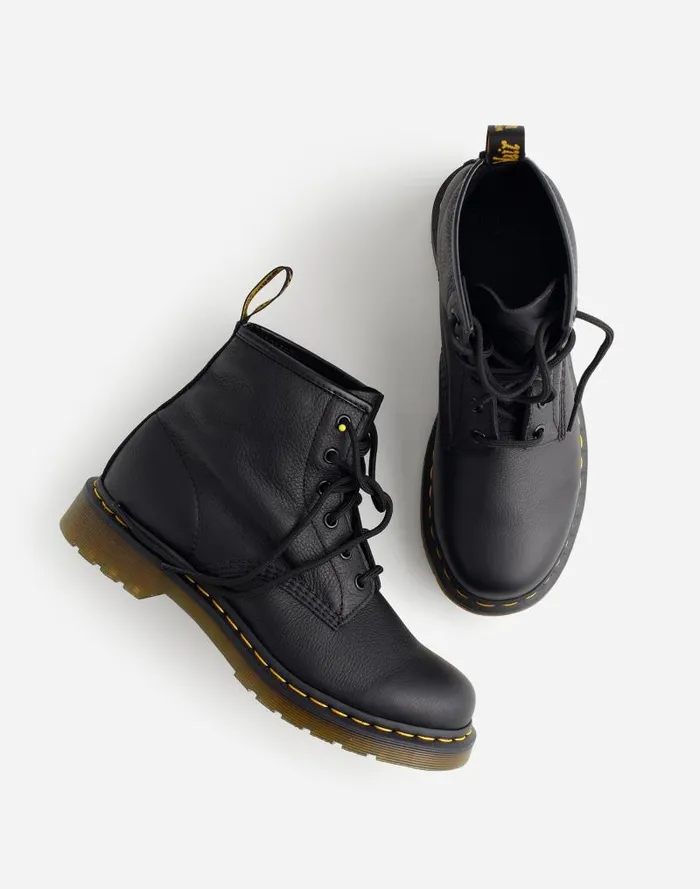 Women Dr Martens 101 Boots In Leather Black Virginia Madewell Boots