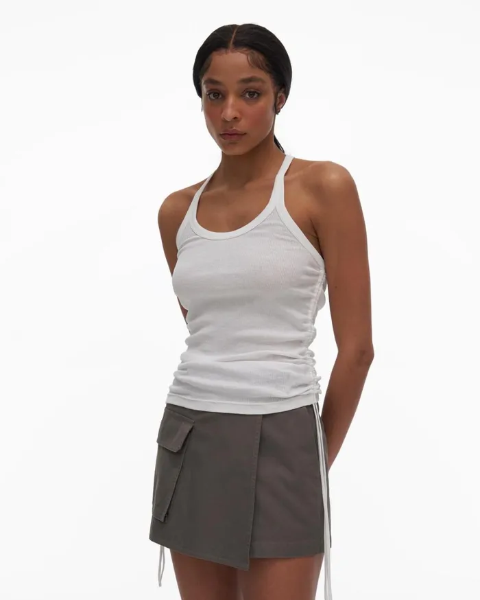 Women Drawstring Tank Chalk White Helmut Lang Tops
