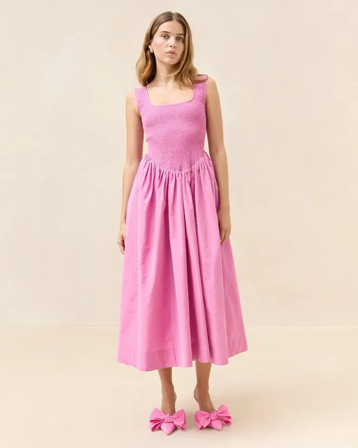 Women Dresses Loeffler Randall Estelle Pink Smocked Dress