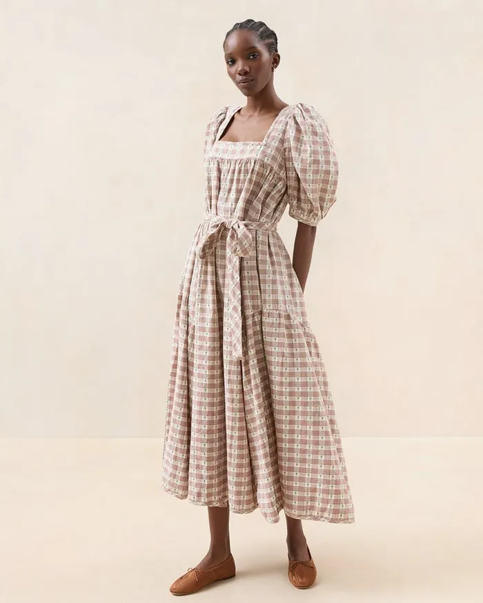 Women Dresses Loeffler Randall Jessa Brown Tulip Gingham Dress I Dresses I Apparel Women Dresses Loeffler Randall Jessa Brown Tulip Gingham Dress I Dresses I Apparel