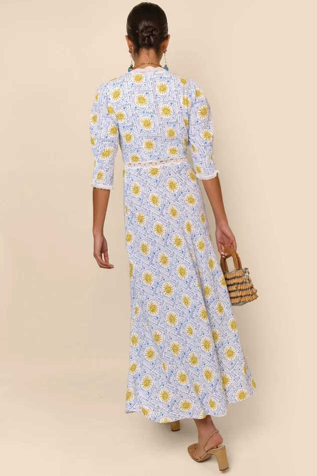 Women Dresses RIXO Amina Wavey Sun Ivory