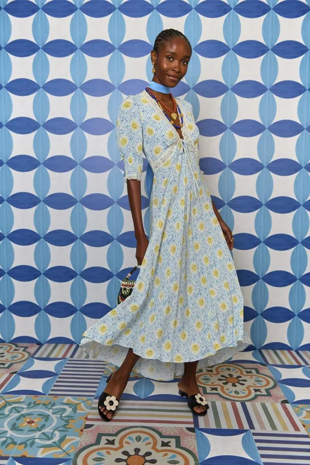 Women Dresses RIXO Amina Wavey Sun Ivory