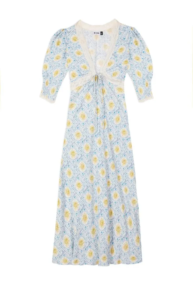 Women Dresses RIXO Amina Wavey Sun Ivory