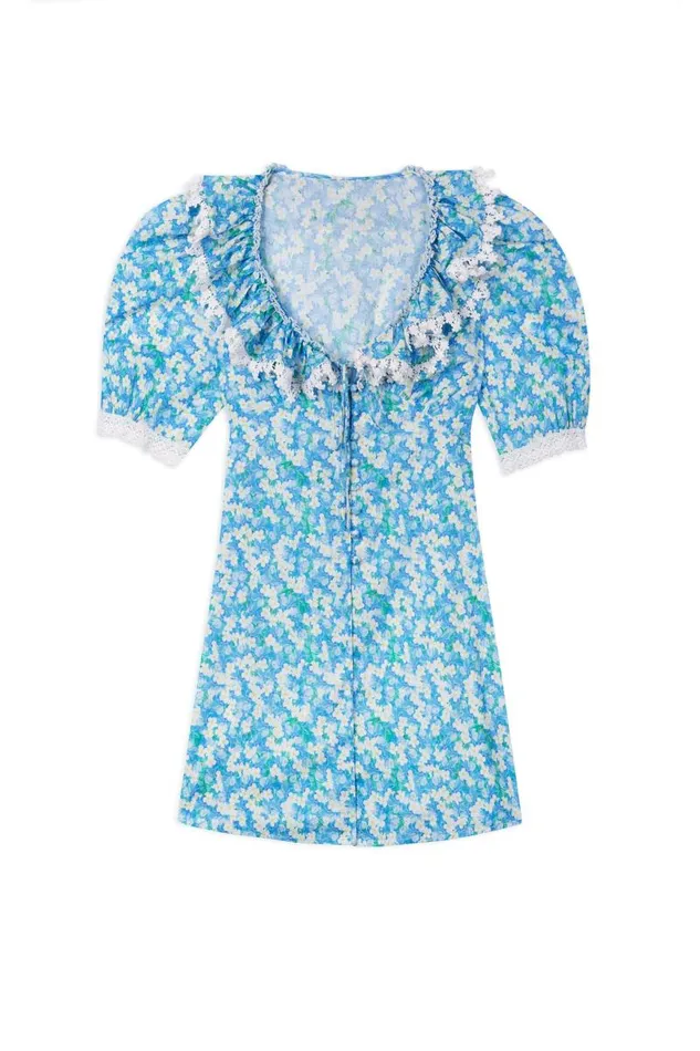 Women Dresses RIXO Anya Blue Tropical Floral Women Dresses RIXO Anya Blue Tropical Floral