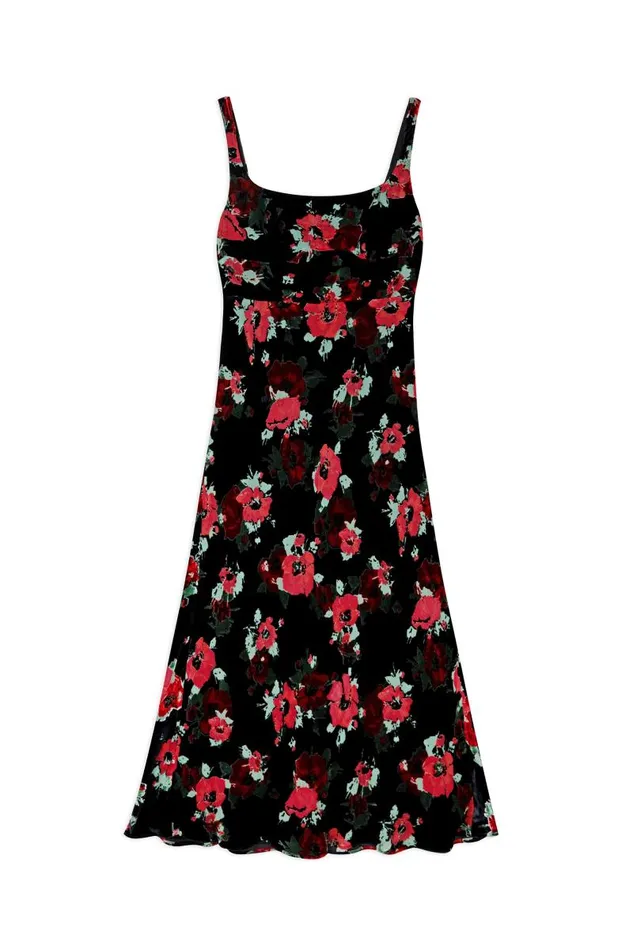 Women Dresses RIXO Benedict Black Poppy Burnout Women Dresses RIXO Benedict Black Poppy Burnout
