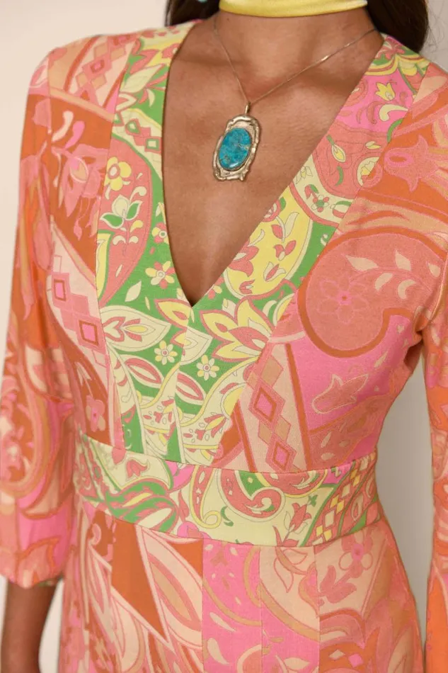 Women Dresses RIXO Caro Grace Paisley Peach Mix Women Dresses RIXO Caro Grace Paisley Peach Mix