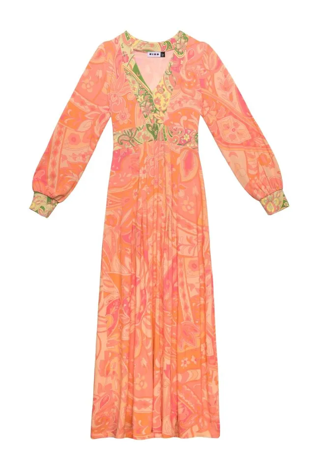 Women Dresses RIXO Caro Grace Paisley Peach Mix Women Dresses RIXO Caro Grace Paisley Peach Mix