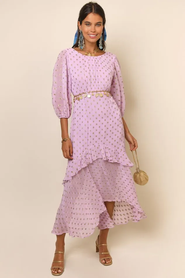 Women Dresses RIXO Cheryl Lilac Gold Spot Women Dresses RIXO Cheryl Lilac Gold Spot