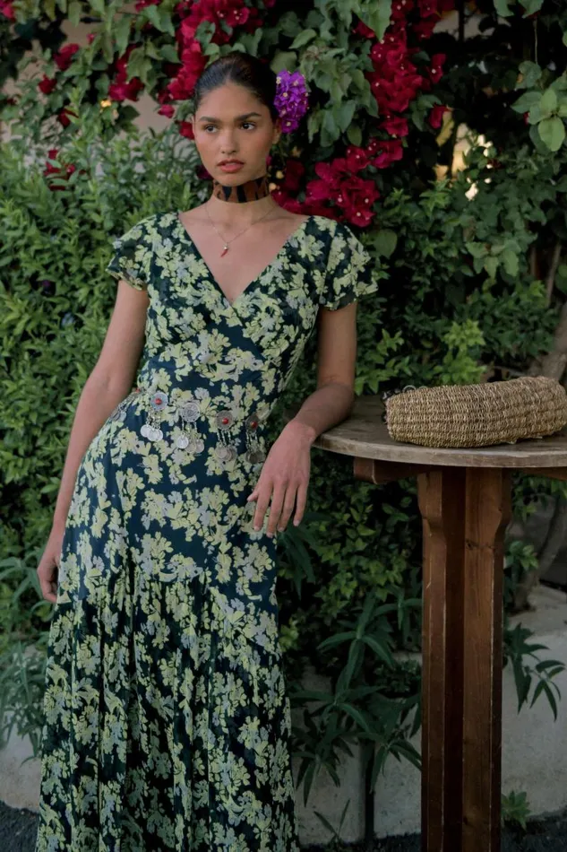 Women Dresses RIXO Cinzia Marais Floral Green
