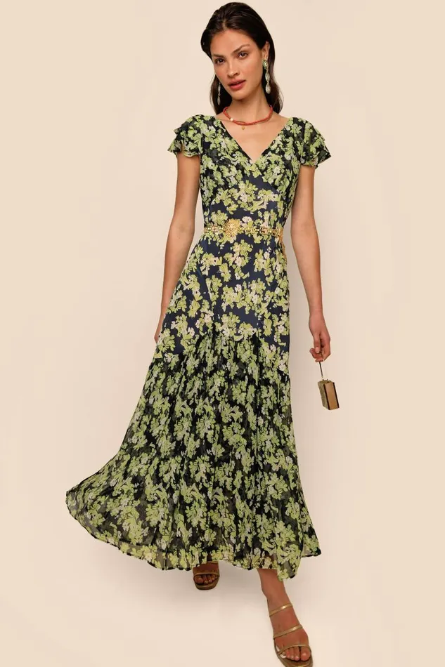 Women Dresses RIXO Cinzia Marais Floral Green Women Dresses RIXO Cinzia Marais Floral Green
