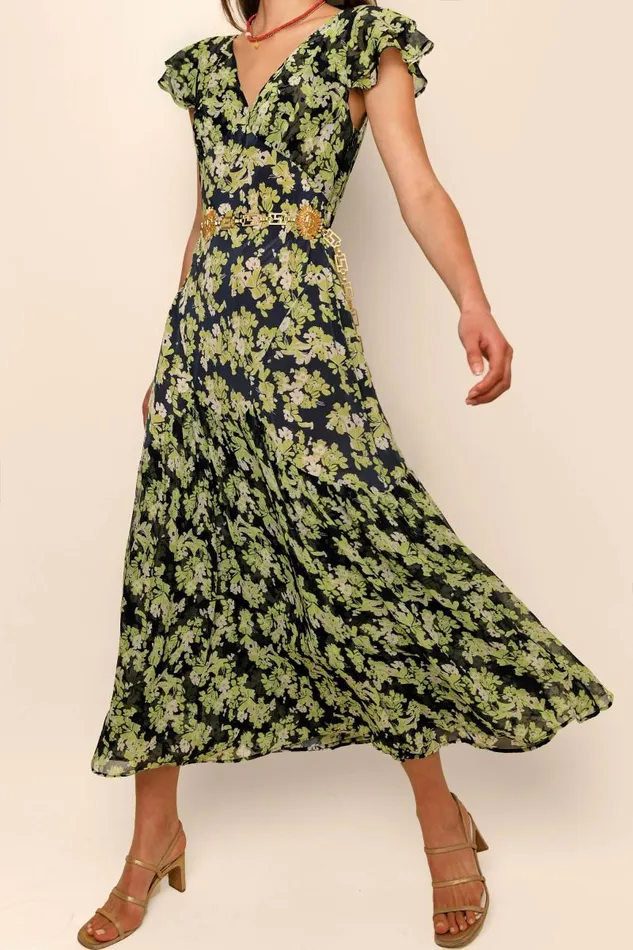 Women Dresses RIXO Cinzia Marais Floral Green Women Dresses RIXO Cinzia Marais Floral Green
