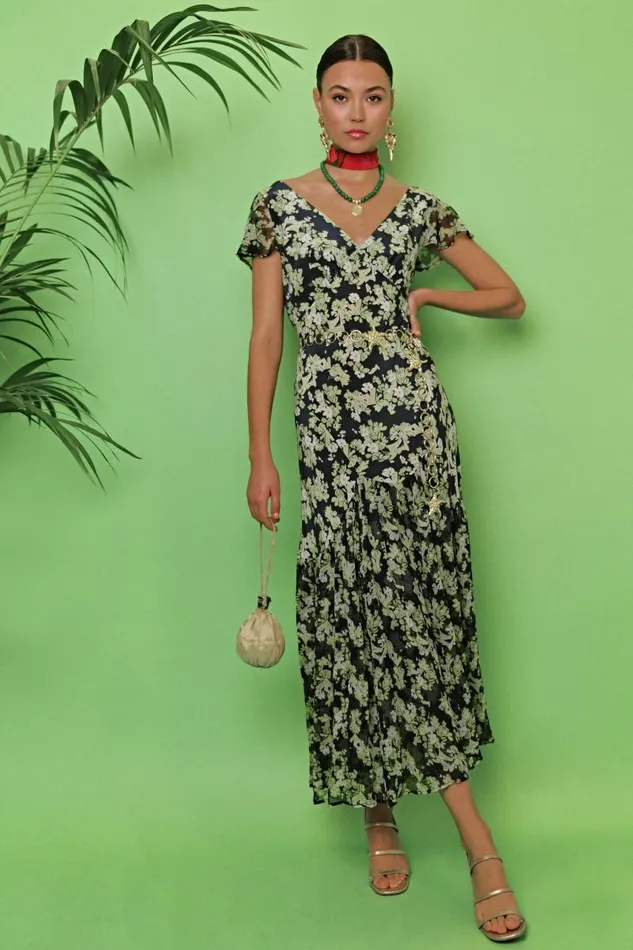 Women Dresses RIXO Cinzia Marais Floral Green Women Dresses RIXO Cinzia Marais Floral Green