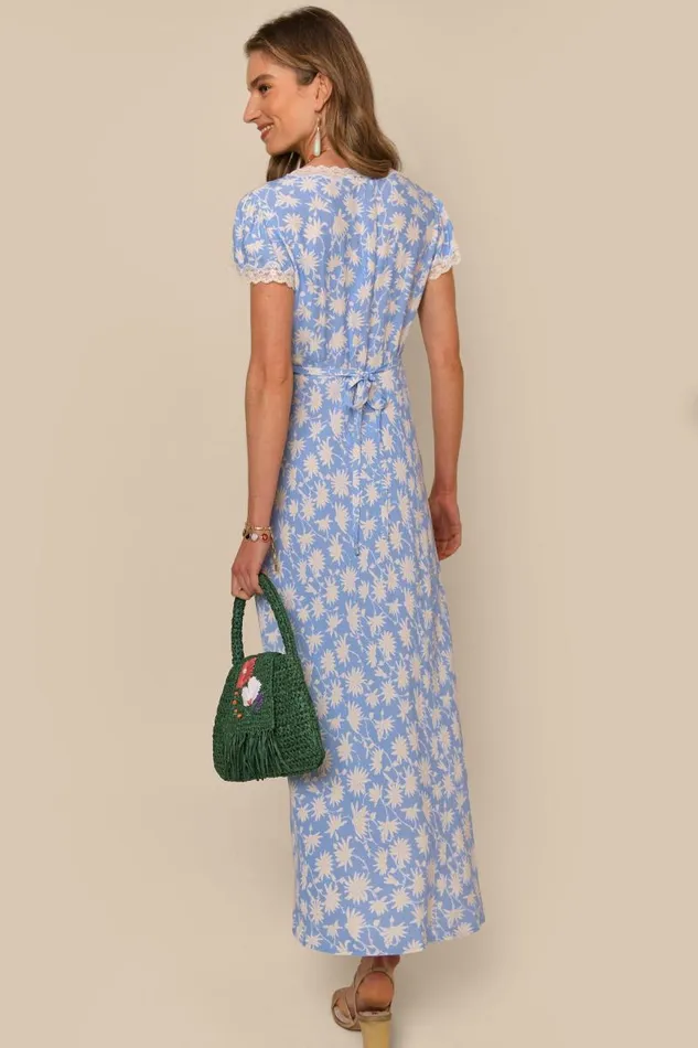 Women Dresses RIXO Clarice Vintage Daisy Blue Women Dresses RIXO Clarice Vintage Daisy Blue