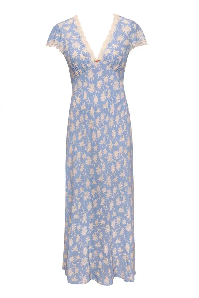 Women Dresses RIXO Clarice Vintage Daisy Blue Women Dresses RIXO Clarice Vintage Daisy Blue