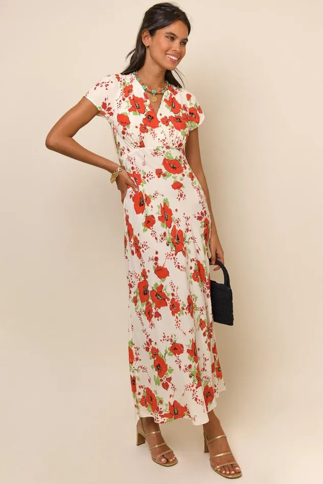 Women Dresses RIXO Clarissa Red Poppy