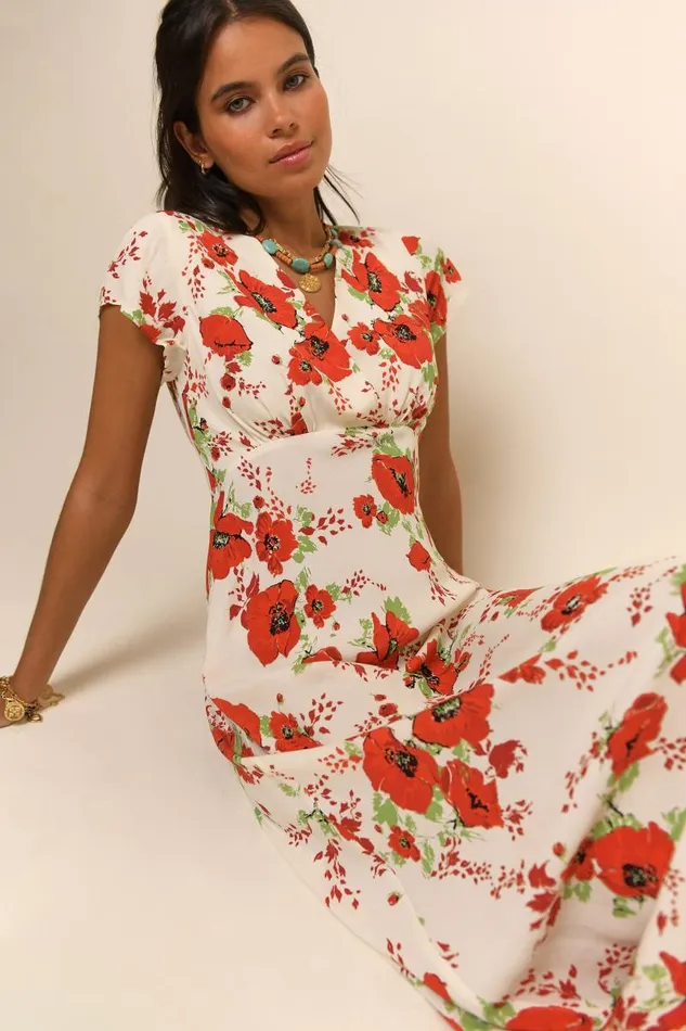 Women Dresses RIXO Clarissa Red Poppy Women Dresses RIXO Clarissa Red Poppy