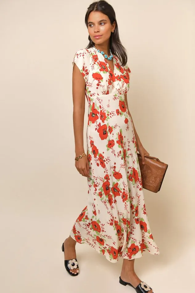 Women Dresses RIXO Clarissa Red Poppy Women Dresses RIXO Clarissa Red Poppy