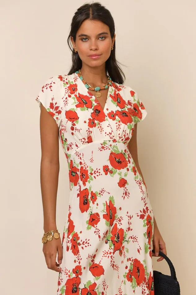 Women Dresses RIXO Clarissa Red Poppy Women Dresses RIXO Clarissa Red Poppy