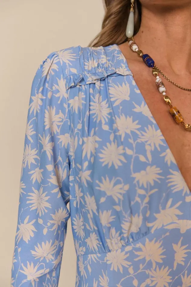 Women Dresses RIXO Clover Vintage Daisy Blue Women Dresses RIXO Clover Vintage Daisy Blue