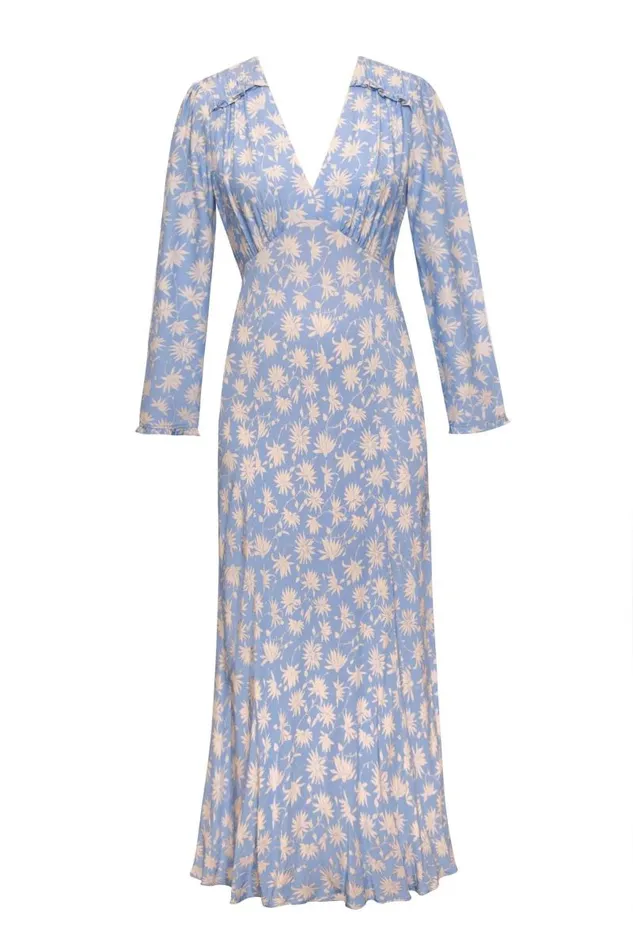 Women Dresses RIXO Clover Vintage Daisy Blue Women Dresses RIXO Clover Vintage Daisy Blue