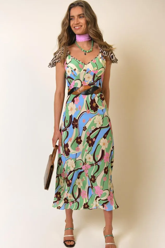 Women Dresses RIXO Effie Hibiscus Geo Mix