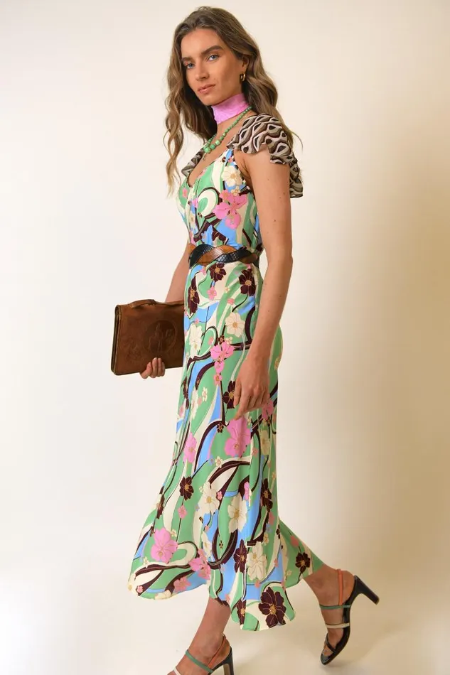 Women Dresses RIXO Effie Hibiscus Geo Mix Women Dresses RIXO Effie Hibiscus Geo Mix